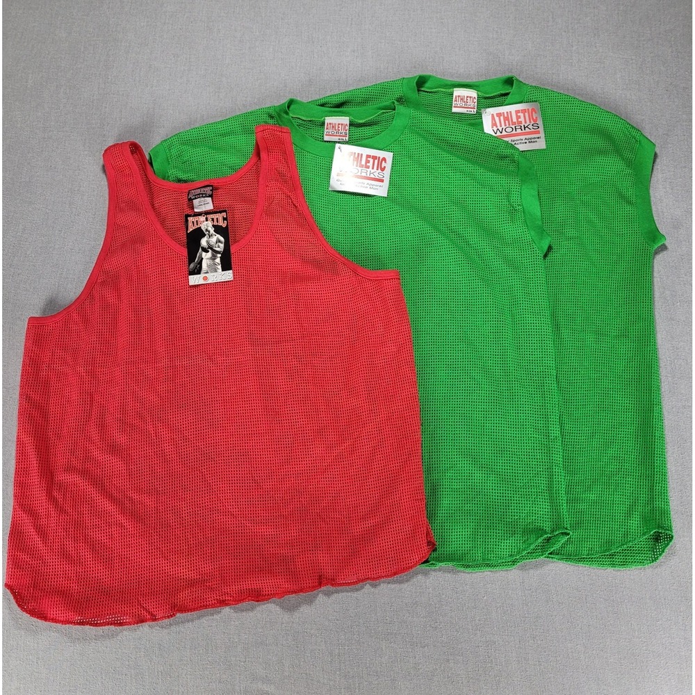 Vintage Athletic Works Tank Top Sleeveless Shirt Mens Large Mesh Bodybuilder Lot